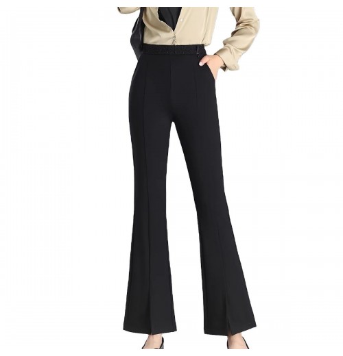 New design Office women's high-waisted pants custom logo fashion casual wide-leg pants