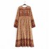 Customized Women's Summer Bohemian Midi Floral Dress Breathable Loose Long Sleeved for Vacation Leisure Cute Y2K Sweet Style