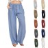 Cotton Linen Drawstring Waist Wide Leg Loose Pants Women's Pants & Trousers Formal Pants For Women