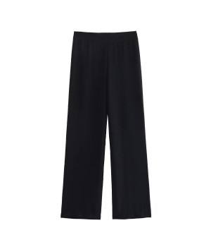 Full length zipper fly black color casual fashion women's pants trousers