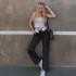 Fashion Solid Color Belt Pants For Ladies Casual Straight Women's Pants & Trousers