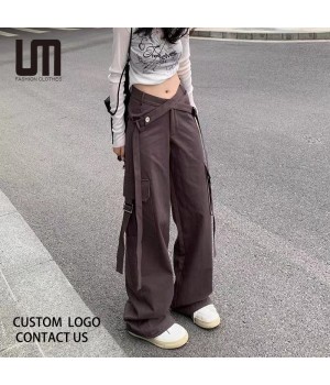 Liu Ming 2024 New Spring Autumn Women Fashion Streetwear Vintage Casual Loose Straight Pants High Waist Trousers