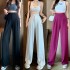 Ladies' High Waist Wide Leg Zipper Trousers - Spring & Summer Fashionable Long Pants for Women