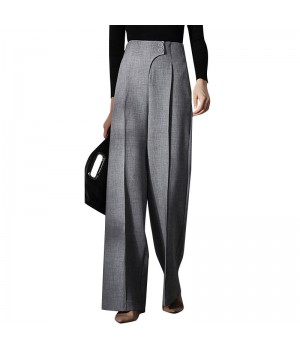 TWOTWINSTYLE Irregular Vegan Striped Wide Legged Straight Loose Women's Pants